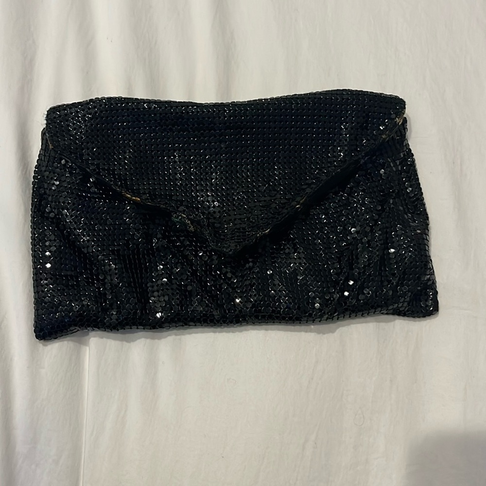 Scoop NYC black sequin clutch bag